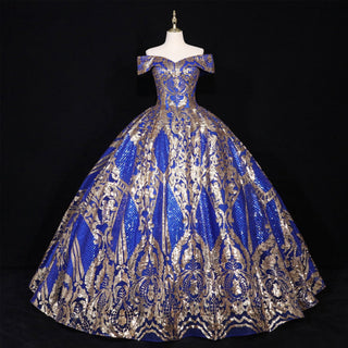 Multicolor Sparky Sequins Off The Shoulder Ball Gown Quinceanera Dresses - Rosymae