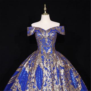 Multicolor Sparky Sequins Off The Shoulder Ball Gown Quinceanera Dresses - Rosymae