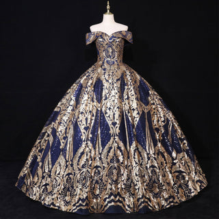 Multicolor Sparky Sequins Off The Shoulder Ball Gown Quinceanera Dresses - Rosymae