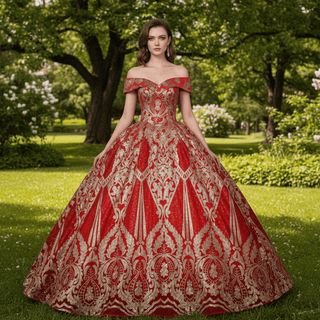 Multicolor Sparky Sequins Off The Shoulder Ball Gown Quinceanera Dresses - Rosymae