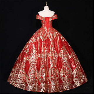 Multicolor Sparky Sequins Off The Shoulder Ball Gown Quinceanera Dresses - Rosymae