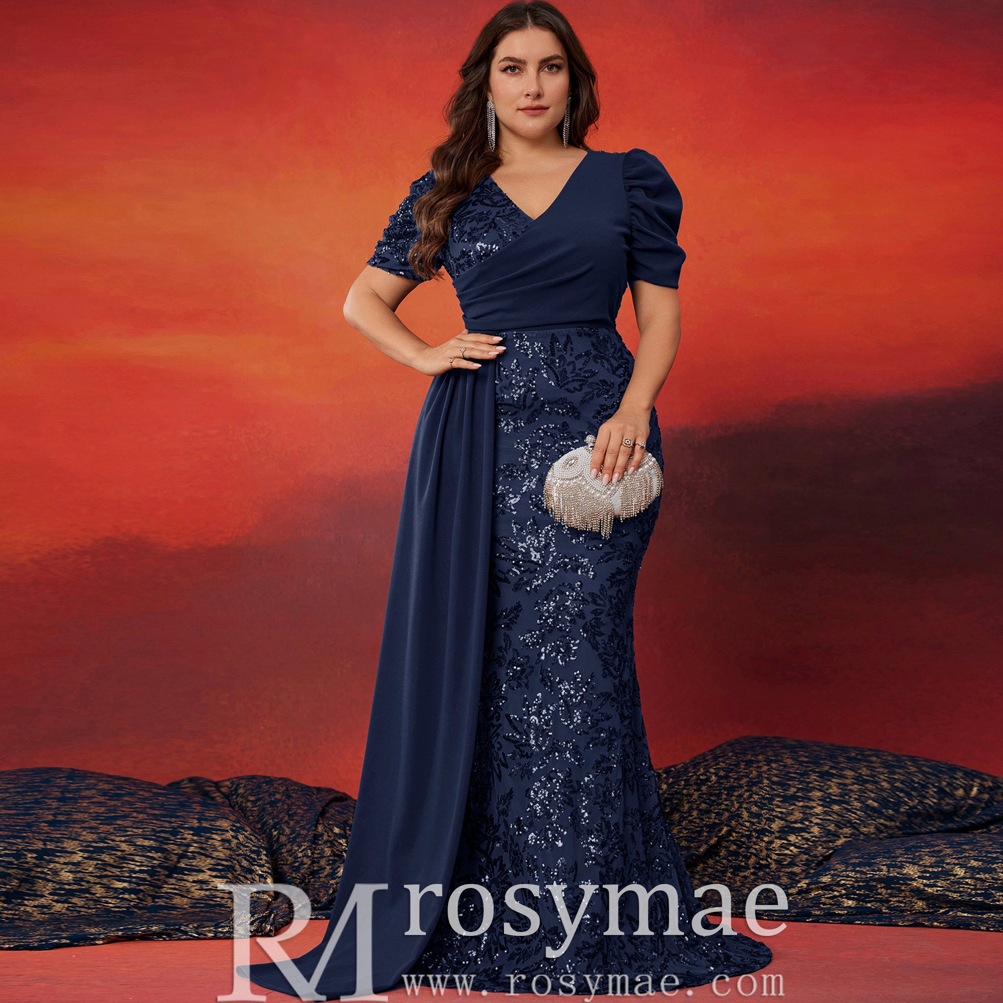 Classic Trendy Short Sleeve Plus Size Mermaid Dresses for Evening Part Rosymae Classic Trendy Short Sleeve Plus Size Mermaid Dresses for Evening Part Rosymae