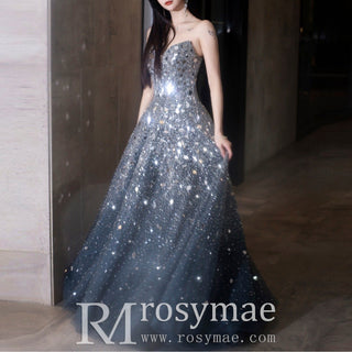 A-line Sparkly Evening Dresses Party Gowns with Sweetheart Neck