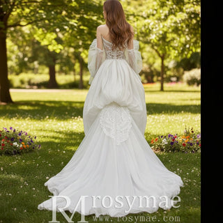 New Trending Mermaid Bridal Gown Wedding With Lantern Sleeve - Rosymae