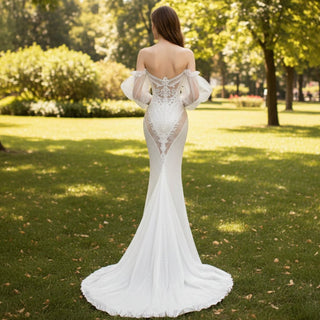 New Trending Mermaid Bridal Gown Wedding With Lantern Sleeve - Rosymae