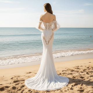 New Trending Mermaid Bridal Gown Wedding With Lantern Sleeve - Rosymae