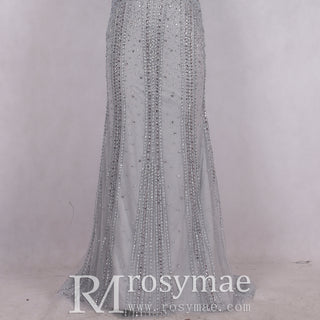 Unique Crystals Mermaid Prom Dress Sparkly Evening Gown