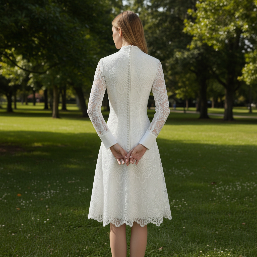 Vintage Knee Length Wedding Dress | Midi Wedding Dress for Older Brides Rosymae Vintage Knee Length Wedding Dress | Midi Wedding Dress for Older Brides Rosymae