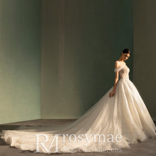 Off the Shoulder Ball Gown Wedding Dress with Sweetheart Neck