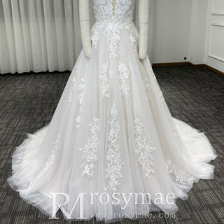 Elegant Lace A-Line Wedding Dress with Off-the-Shoulder
