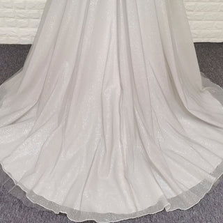 Off-Shoulder A-Line Sparkly Tulle Prom Dress with Vneck - Rosymae