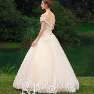 Ball Gown Tulle Lace Wedding Dress with Off the Shoulder