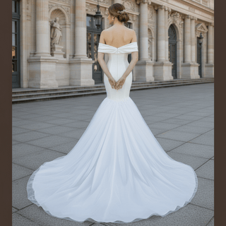 Off Shoulder Bowknot Trumpet Bridal Gowns Wedding Dresses - Rosymae