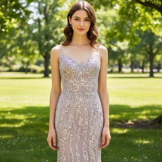 Off Shoulder Light Purple Sparkly Evening Dress Party Gown - Rosymae
