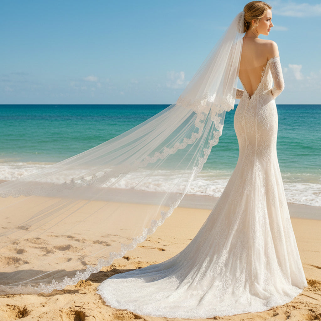 Off Shoulder Long Sleeve Mermaid Lace Wedding Dress Backless White / 2 Off Shoulder Long Sleeve Mermaid Lace Wedding Dress Backless White / 2