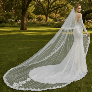 Off Shoulder Long Sleeve Mermaid Lace Wedding Dress Backless - Rosymae