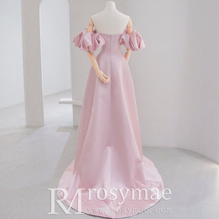 Off Shoulder Pink Prom Dresses Party Gown With Detachable Skirt