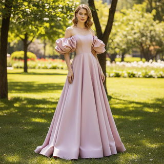 Off Shoulder Pink Prom Dresses Party Gown With Detachable Skirt – Rosymae