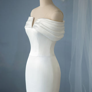 Strapless Vneck Trumpet Satin Wedding Dress Mermaid with Off Shoulder