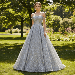 Off Shoulder Sparkly Sequin Formal Dress Prom Party Gown - Rosymae