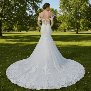 Off Shoulder Sweetheart Lace Trumpet Mermaid Wedding Dresses - Rosymae
