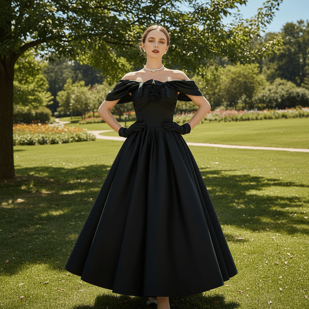 Off Shoulder Tea Length Little Black Wedding Dress Bridal Gown Black / 20W