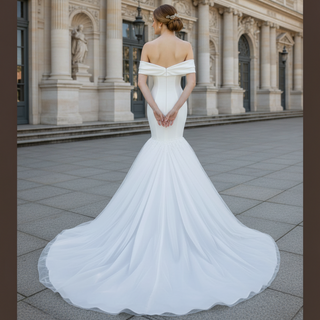 Off Shoulder Bowknot Trumpet Bridal Gowns Wedding Dresses