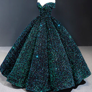 Off Shoulder V Neckline Sparkly Quinceanera Ball Gown - Rosymae