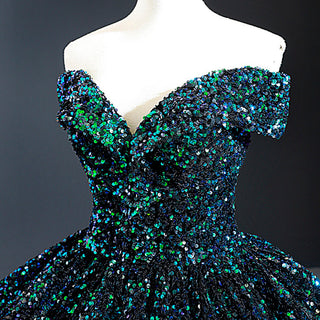 Off Shoulder V Neckline Sparkly Quinceanera Ball Gown - Rosymae