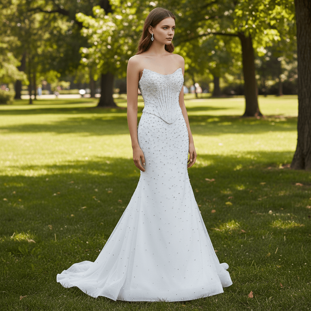 Off Shoulder Wedding Dress with Intricate Pearl Beading and Removable Skirt - Rosymae