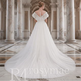 Off-The-Shoulder A-Line Princess Wedding Dresses - Rosymae