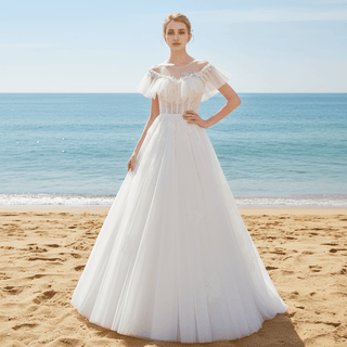 Off-The-Shoulder A-Line Princess Wedding Dresses - Rosymae