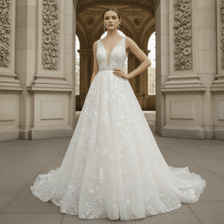 Off The Shoulder Backless Lace Bridal Wedding Dress - Rosymae