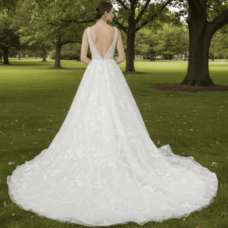 Off The Shoulder Backless Lace Bridal Wedding Dress - Rosymae