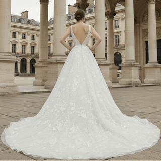 Off The Shoulder Backless Lace Bridal Wedding Dress - Rosymae