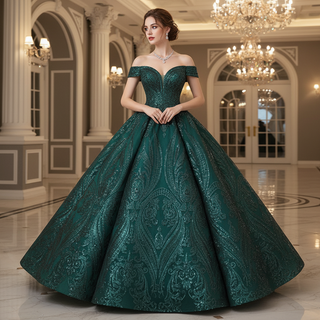 Elegant Off The Shoulder Sequin Ball Gown Sparky Quinceanera Dress
