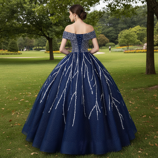 Off The Shoulder Sweetheart Ball Gown Sparky Sequins Quinceanera Dress