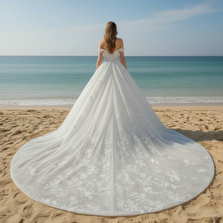 Convertible Off Shoulder Sweetheart Sparkly Ballgown Wedding Dress