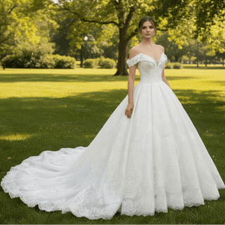 Off the Shoulder Ballgown Wedding Dresses Princess Wedding Gowns - Rosymae