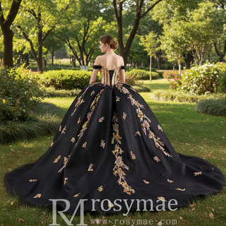 Elegant Off the Shoulder Puffy Black Quinceanera Dress For Sweet 15 16 Rosymae Elegant Off the Shoulder Puffy Black Quinceanera Dress For Sweet 15 16 Rosymae