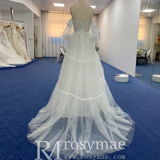 Sweetheart Neckline Wedding Dress with Off Shoulder Long Sleeve