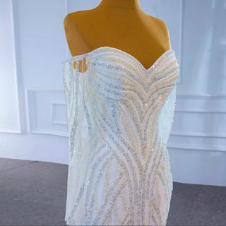 Off the Shoulder Pageant Dress Mermaid Wedding Dress with Long Sleeve - Rosymae