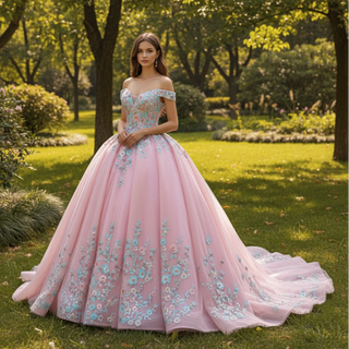 Luxury & Elegant Puffy 15 16 Pink Quinceanera Dresses with Off the Shoulder