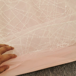 Off the Shoulder A-line Pink Wedding Dress with Floral Lace