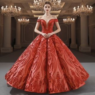 Elegant Off The Shoulder Sequin Ball Gown Sparky Quinceanera Dress