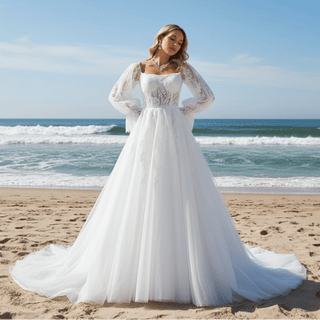 Off The Shoulder Puffy Long Sleeve Wedding Dress Bridal Gown - Rosymae