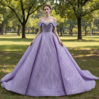 Sparkly Elegant Ball Gown Purple Wedding Dress with Off the Shoulder Rosymae Sparkly Elegant Ball Gown Purple Wedding Dress with Off the Shoulder Rosymae