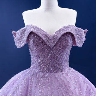 Elegant Ball Gown Purple Wedding Dress with Off the Shoulder