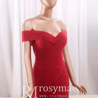 Off the Shoulder Ruched Tulle Lace Trumpet Wedding Dress - Rosymae