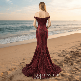 Off the Shoulder Sequined Gowns for the Mother of the Bride Dress - Rosymae